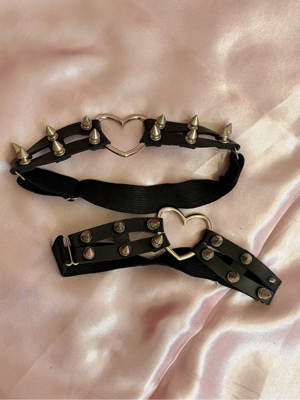 Black Studded Heart Choker Necklace - Women's Accessories